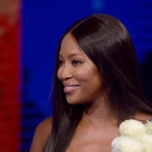 Naomi Campbell sur le plateau de l'émission "Che Tempo Che Fa" à Milan, le 12 mars 2017.