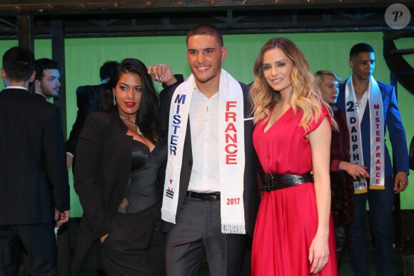 Ayem Nour, Eloy Pechier (Mister France 2017) et Clara Morgane - Election de Mister France 2017 au théâtre Palace à Paris, France, le 14 mars 2017. © CVS/Bestimage