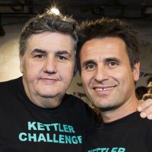 Semi-Exclusif - Pierre Ménès, Fabrice Santoro (Parrain de l'association "l'Etoile de Martin") - 2e édition du "Kettler Challenge pour l'Etoile de Martin" à l'hôtel Molitor à Paris, le 21 mars 2016. © Olivier Borde/Bestimage