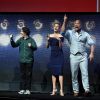 Zac Efron, Jon Bass, Kelly Rohrbach, Dwayne Johnson et Alexandra Daddario au CinemaCon 2017 à Las Vegas, le 28 mars 2017.