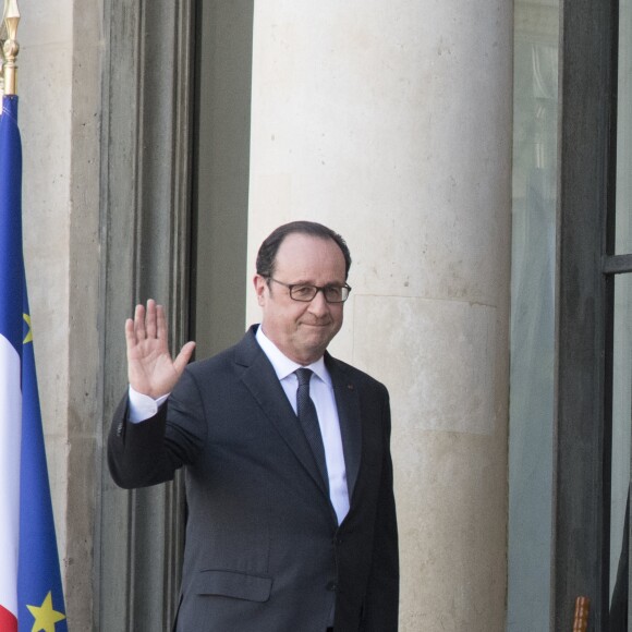 Conférence de presse commune du président François Hollande et du président allemand Frank-Walter Steinmeier au palais de l'Elysée à Paris le 30 mars 2017.