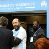 L'acteur français, Kad Merad, grand fan de l'équipe de l'Olympique de Marseille, donne le coup d'envoi du match de football Olympique de Marseille (OM) contre l'équipe de Dijon au stade du Vélodrome à Marseille, le 1er avril 2017. © Eric Etten/Bestimage