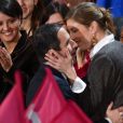 Gabrielle Guallar, la compagne de Benoit Hamon, assiste au meeting de Bercy à l'AccorHotels Arena à Paris, France, le 19 mars 2017.