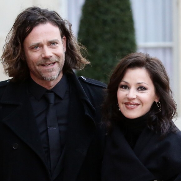 Tina Arena et Vincent Mancini - Dîner d'Etat en l'honneur du gouverneur australien Peter Cosgrove au palais de l'Elysée à Paris, le 26 avril 2016. © Alain Guizard/Bestimage