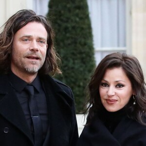 Tina Arena et Vincent Mancini - Dîner d'Etat en l'honneur du gouverneur australien Peter Cosgrove au palais de l'Elysée à Paris, le 26 avril 2016. © Stéphane Lemouton/Bestimage