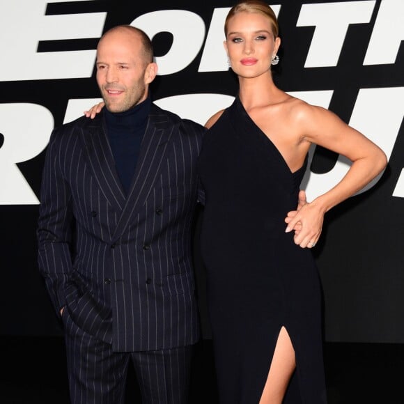 Jason Statham et sa compagne Rosie Huntington-Whiteley enceinte à la première du film 'Fate Of The Furious' à New York, le 8 avril 2017