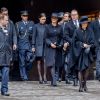La princesse Sofia (Hellqvist), le prince Carl Philip, la princesse Victoria, le prince Daniel, la reine Silvia et le roi Carl Gustav de Suède - La famille royale de Suède à la sortie l'Hôtel de Ville après la minute de silence en hommage aux victimes de l'attentat de Stockholm, qui a fait 4 morts et 15 blessés. Le 10 avril 2017