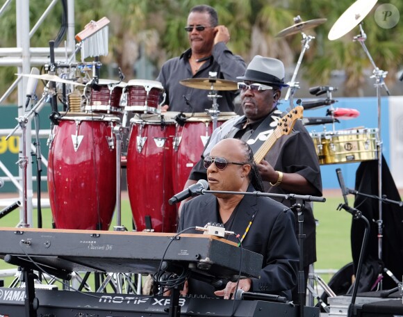 Stevie Wonder - Le président Barak Obama lors du concert de Stevie Wonder pour soutenir Hillary clinton, candidate à l'élections présidentielles US à Kissimmee le 6 novembre 2016