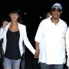 Stevie Wonder et sa chérie Tomeeka Robyn Bracy à la sortie du concert de Jay Z et Beyonce à Los Angeles, le 3 août 2014
