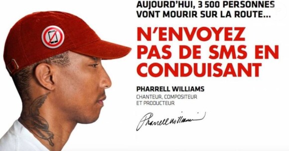 Pharrell Williams ambassadeur de la grande campagne #3500Lives de la FIA (Fédération internationale de l'automobile) en partenariat avec JCDecaux.