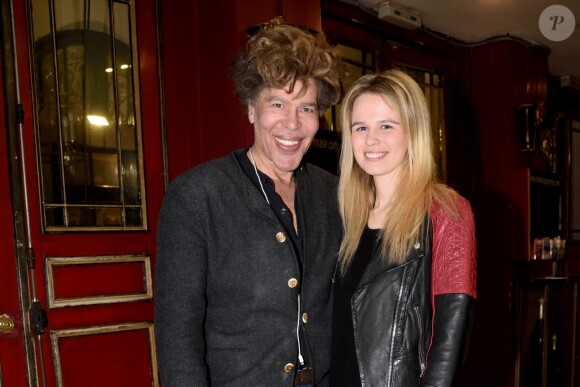 Exclusif - Igor Bogdanov (Bogdanoff) et sa compagne Julie Jardon à la Soirée autour de la pièce de théâtre "Les fantômes de la rue Papillon" organisée par Les amis d'Elnet au théâtre du gymnase à Paris le 26 avril 2017. © Erez Lichtfeld / Bestimage