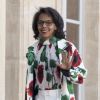 Audrey Pulvar à l'Elysée lors de la remise de l'insigne de Commandeur de la Légion d'Honneur à B. Gates et sa femme Melinda. Paris, le 21 avril 2017. © Pierre Perusseau/Bestimage