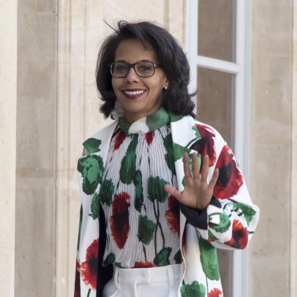 Audrey Pulvar à l'Elysée lors de la remise de l'insigne de Commandeur de la Légion d'Honneur à B. Gates et sa femme Melinda. Paris, le 21 avril 2017. © Pierre Perusseau/Bestimage