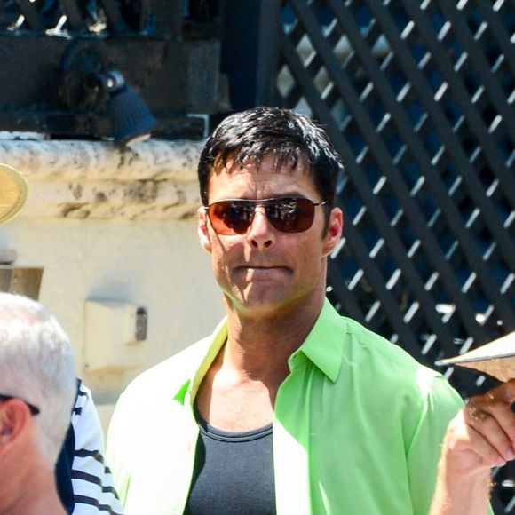 Edgar Ramirez et Ricky Martin sur le tournage de 'Versace: American Crime Story' à Miami, le 17 mai 2017
