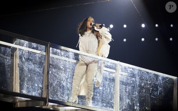 Rihanna en concert à la Tele2 Arena à Stockholm, le 4 juillet 2016.