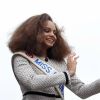 La Miss France 2017, Alicia Ayliès, marraine du navire La Résolue, a participé à une cérémonie d'inauguration (avec du champagne) du navire, le 30 mai 2017 à Boulogne-sur-Mer. Crédit photo : Catherine AMAT MOAL