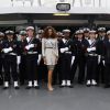 La jolie Miss France 2017, Alicia Ayliès, marraine du navire La Résolue, a participé à une cérémonie d'inauguration du navire, le 30 mai 2017 à Boulogne-sur-Mer. Crédit photo : Catherine AMAT MOAL