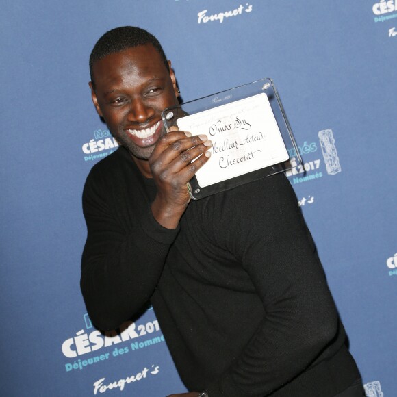 Omar Sy (nommé pour le César du Meilleur Acteur pour "Chocolat") - Déjeuner des nommés aux César 2017 au restaurant Fouquet's à Paris, le 4 février 2017. © Olivier Borde/Bestimage