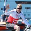 Mika Häkkinen lors de la 1re édition du Riviera Water Bike Challenge disputé en mer entre Nice et Monaco, le 4 juin 2017, au profit des actions de la Fondation Princesse Charlene de Monaco. © Claudia Albuquerque / Bestimage