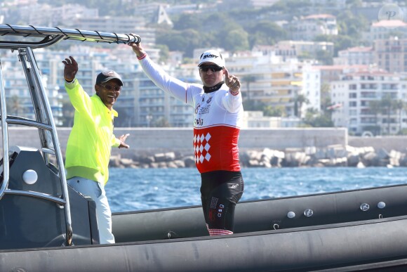 Gareth Wittstock au cours de la 1re édition du Riviera Water Bike Challenge disputé en mer entre Nice et Monaco, le 4 juin 2017, au profit des actions de la Fondation Princesse Charlene de Monaco. © Claudia Albuquerque / Bestimage