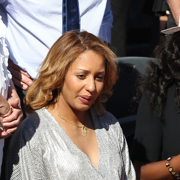 Estelle Mossely (enceinte) - Personnalités dans les tribunes lors des internationaux de France de Roland Garros à Paris. Le 10 juin 2017. © Jacovides - Moreau / Bestimage