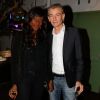 Gilles Verdez (chroniqueur TPMP, ancien rédacteur en chef du Parisien) et sa compagne Fatou - Soirée de la 2ème édition "Les étoiles du Parisien" à la Bellevilloise à Paris le 15 décembre 2014.