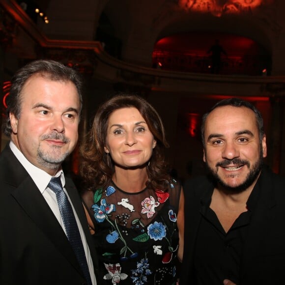 Exclusif - Pierre Hermé avec sa compagne Valérie Franceschi et François-Xavier Demaison lors de la seconde édition de 'Les plumes d'Or du Vin et de la gastronomie' au Pavillon Cambon à Paris le 13 Juin 2017. © Denis Guignebourg/BestImage