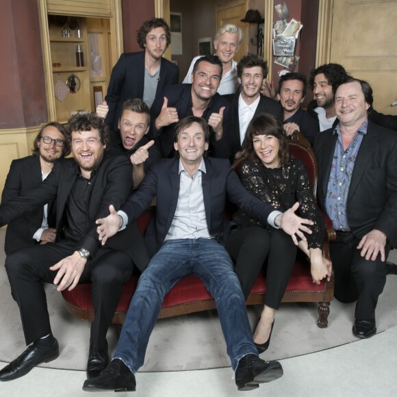 Exclusif - Baptiste Lecaplain, Alex Lutz, Arnaud Ducret, Jean-Baptiste Maunier, Arnaud Tsamere, Max Boublil, Lorànt Deutsch, Olivier de Benoist, Jeanfi Janssens, Pierre Palmade, Virginie Hocq et François Rollin - Backstage de l'enregistrement de l'émission "On se refait Palmade" au Théâtre de Paris, qui sera diffusée le 16 juin sur France 3, le 22 mai 2017. Romuald Meigneux / Bestimage