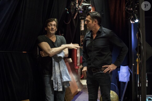 Exclusif - Pierre Palmade et Arnaud Ducret - Backstage de l'enregistrement de l'émission "On se refait Palmade" au Théâtre de Paris, qui sera diffusée le 16 juin sur France 3, le 22 mai 2017 Romuald Meigneux / Bestimage