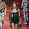 Sistine Rose Stallone (fille de Sylvester Stallone et Jennifer Flavin) - Défilé de mode Dolce & Gabbana, collection masculine printemps-été 2018 à Milan. Le 17 juin 2017.