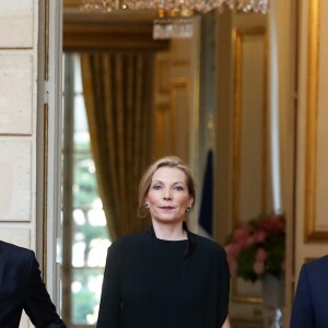 Le Président de la République Française, Emmanuel Macron et sa femme la Première dame Brigitte Macron (Trogneux) lors du dîner d'état en l'honneur du président de la République de Colombie Juan Manuel Santos et sa femme la Première dame Clemencia Rodriguez au Palais de L'Elysée à Paris, France, le 21 juin 2017. © Dominique Jacovides/Bestimage