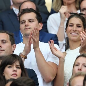 Juan Arbelaez et sa compagne Laury Thilleman (Miss France 2011) au match amical France - Angleterre au Stade de France le 13 juin 2017. © Cyril Moreau/Bestimage