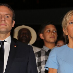 Le Président de la République Française, Emmanuel Macron et sa femme la Première dame Brigitte Macron (Trogneux) - Le président de la République française et son homologue colombien lancent conjointement la saison de la Colombie en France avec un concert binational à la Philharmonie de Paris, France, le 23 juin 2017. © Sergi/Pool/Bestimage