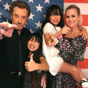 Johnny et Laeticia Hallyday avec leurs filles Jade et Joy, le 26 juin 2017