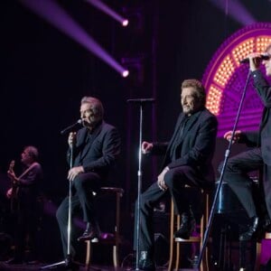 Eddy Mitchell, Johnny Hallyday, Jacques Dutronc - Concert des "Vieilles Canailles" à l'AccorHotels Arena à Paris, le 25 juin 2017. © Olivier Borde/Bestimage