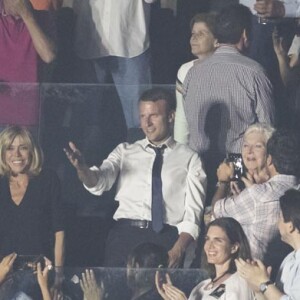 Exclusif : Emmanuel Macron et son épouse Brigitte Macron au Concert des "Vieilles Canailles" à l'AccorHotels Arena à Paris, le 25 juin 2017.