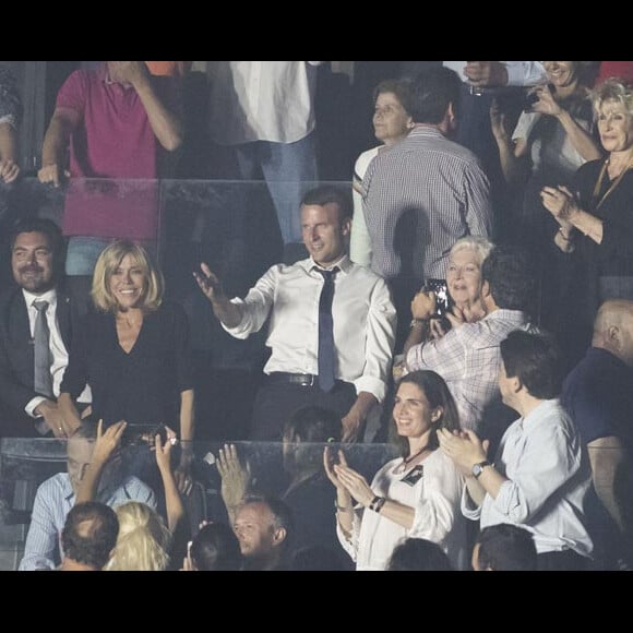 Exclusif : Emmanuel Macron et son épouse Brigitte Macron au Concert des "Vieilles Canailles" à l'AccorHotels Arena à Paris, le 25 juin 2017.