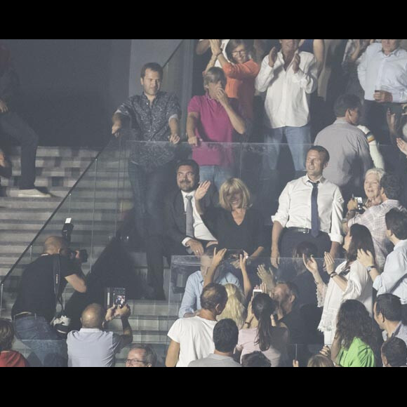 Exclusif : Emmanuel Macron et son épouse Brigitte Macron au Concert des "Vieilles Canailles" à l'AccorHotels Arena à Paris, le 25 juin 2017.