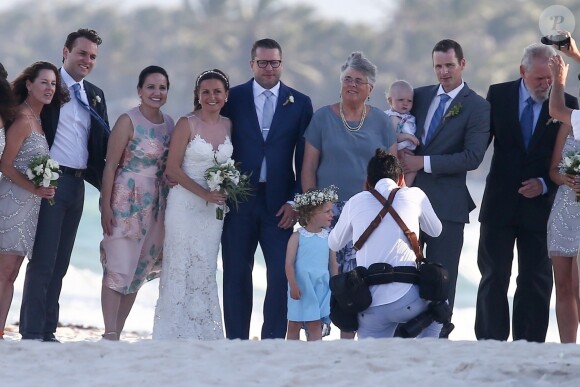 Exclusif - Gerard Butler assiste au mariage d'amis proches sur une plage de Tulum au Mexique. Le 1er juillet 2017