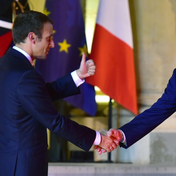 Le président de la République française Emmanuel Macron et sa femme la première dame Brigitte Macron reçoivent le premier ministre d'Australie, Malcolm Turnbull et sa femme Lucy Turnbull pour un dîner de travail au Palais de l'Elysée à Paris, France, le 8 juillet 2017. © Giancarlo Gorassini/Bestimage