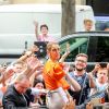 Céline Dion à la sortie de l'hôtel Le Royal Monceau à Paris, France, le 9 juillet 2017.