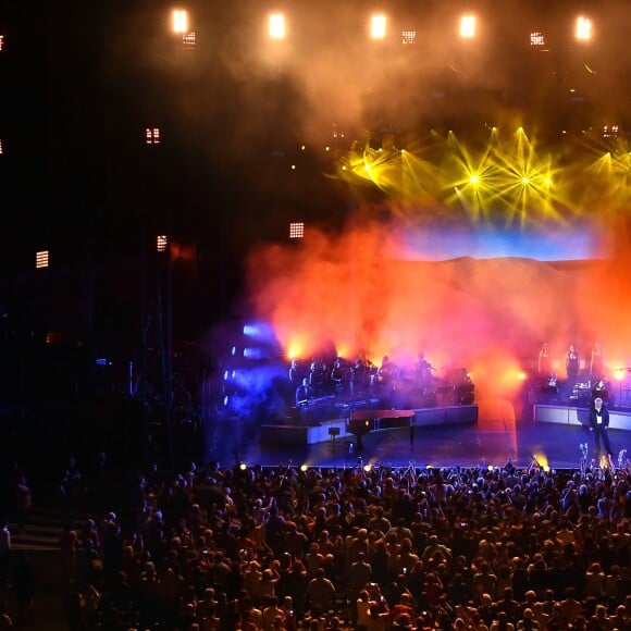 Exclusif - Michel Sardou aux Arènes de Nîmes pour le second concert de sa dernière tournée "La Dernière Danse" le 7 juillet 2017. © Bruno Bebert / Bestimage