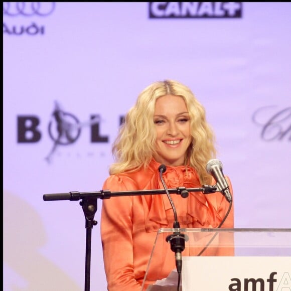 Madonna et Sharon Stone lors du gala d'amfAR à Cannes en 2008.