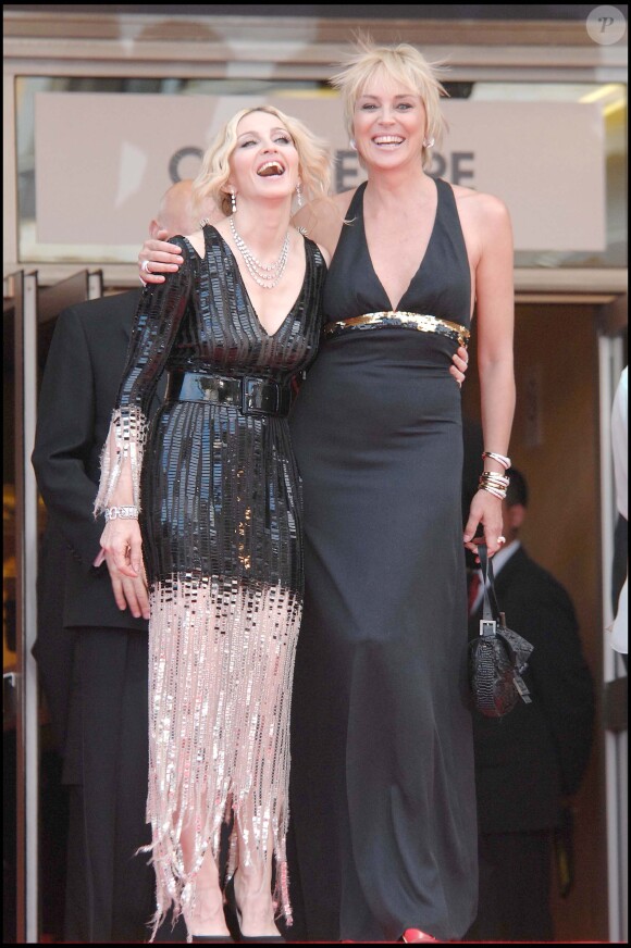 Madonna et Sharon Stone à Cannes en mai 2008.