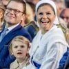 Le prince Daniel, la princesse Estelle et la princesse Victoria - La princesse Victoria de Suède fête son 40ème anniversaire entourée de sa famille sur l'île d'Oland le 14 juillet 2017