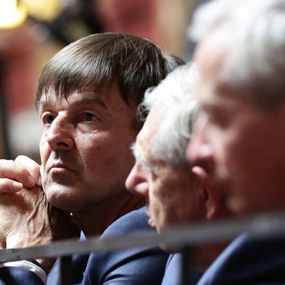 Nicolas Hulot lors du discours du président de la République française pendant de la réunion du Parlement en Congrès au château de Versailles, le 3 juillet 2017. © Stéphane Lemouton/Bestimage