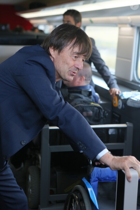 Exclusif - Nicolas Hulot - Inauguration de la nouvelle ligne LGV (Ligne Grande Vitesse) Paris-Bordeaux. Le TGV est parti de la gare Montparnasse à 8h41. Le 1er juillet 2017 © CVS / Bestimage  No Web No Blog pour Belgique et Suisse01/07/2017 - 