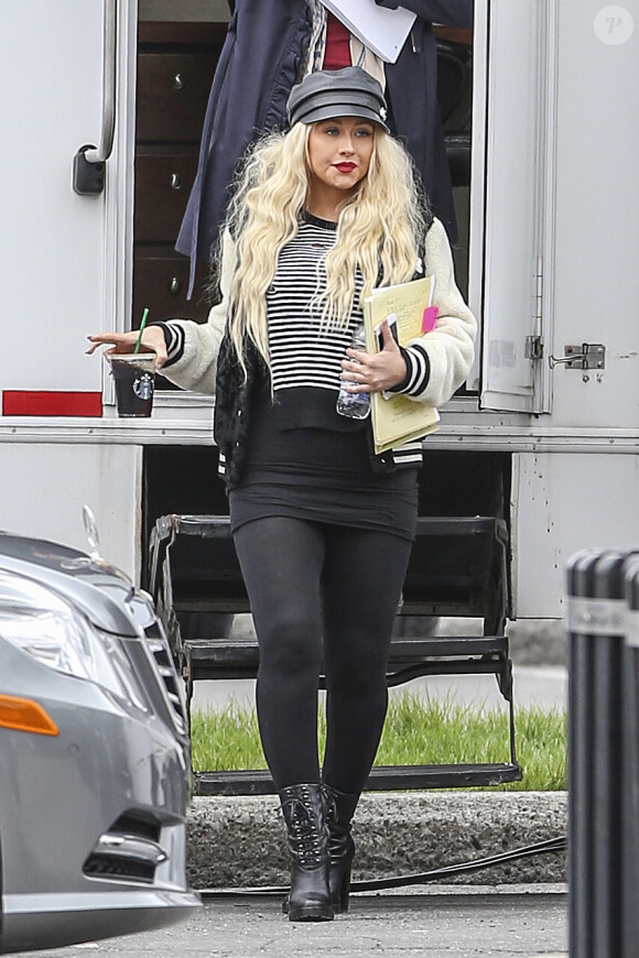 Exclusif - Christina Aguilera sur le tournage de "Zoe" à Montreal le 12 mai 2017.