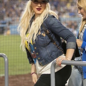 Christina Aguilera assiste au match de basket Los Angeles Dodgers contre Atlanta Braves au stade Dodgers à Los Angeles, le 21 juillet 2017 © Prensa Internacional via Zuma/Bestimage