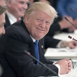 Donald Trump a rencontré les représentants de compagnies américaines dans la East Room à la Maison Blanche à Washington. Le 19 juillet 2017